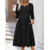 Zeagoo 3/4 Sleeve Women’s Dress Casual Flowy A-Line Midi Tshirt Dresses with Pockets Crewneck Vocation Boho Beach Sundress(01-black)