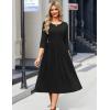 Zeagoo 3/4 Sleeve Women’s Dress Casual Flowy A-Line Midi Tshirt Dresses with Pockets Crewneck Vocation Boho Beach Sundress(01-black)