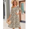 Zeagoo 3/4 Sleeve Women’s Dress Casual Flowy A-Line Midi Tshirt Dresses with Pockets Crewneck Vocation Boho Beach Sundress(Apricot Floral)