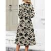 Zeagoo 3/4 Sleeve Women’s Dress Casual Flowy A-Line Midi Tshirt Dresses with Pockets Crewneck Vocation Boho Beach Sundress(Beige +Black Floral)