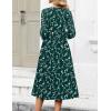 Zeagoo 3/4 Sleeve Women’s Dress Casual Flowy A-Line Midi Tshirt Dresses with Pockets Crewneck Vocation Boho Beach Sundress(Green Floral)