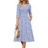 Zeagoo 3/4 Sleeve Women’s Dress Casual Flowy A-Line Midi Tshirt Dresses with Pockets Crewneck Vocation Boho Beach Sundress(Jh529)