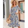 Zeagoo 3/4 Sleeve Women’s Dress Casual Flowy A-Line Midi Tshirt Dresses with Pockets Crewneck Vocation Boho Beach Sundress(Mz919)