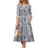 Zeagoo 3/4 Sleeve Women’s Dress Casual Flowy A-Line Midi Tshirt Dresses with Pockets Crewneck Vocation Boho Beach Sundress(Mz919)