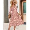 Zeagoo 3/4 Sleeve Women’s Dress Casual Flowy A-Line Midi Tshirt Dresses with Pockets Crewneck Vocation Boho Beach Sundress(Pink Floral)