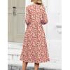 Zeagoo 3/4 Sleeve Women’s Dress Casual Flowy A-Line Midi Tshirt Dresses with Pockets Crewneck Vocation Boho Beach Sundress(Pink Floral)