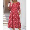 Zeagoo 3/4 Sleeve Women’s Dress Casual Flowy A-Line Midi Tshirt Dresses with Pockets Crewneck Vocation Boho Beach Sundress(Red Floral)
