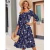 Zeagoo 3/4 Sleeve Women’s Dress Casual Flowy A-Line Midi Tshirt Dresses with Pockets Crewneck Vocation Boho Beach Sundress(Sf180)