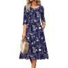 Zeagoo 3/4 Sleeve Women’s Dress Casual Flowy A-Line Midi Tshirt Dresses with Pockets Crewneck Vocation Boho Beach Sundress(Sf180)