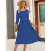 Zeagoo 3/4 Sleeve Women’s Dress Casual Flowy A-Line Midi Tshirt Dresses with Pockets Crewneck Vocation Boho Beach Sundress(Solid Blue)
