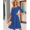 Zeagoo 3/4 Sleeve Women’s Dress Casual Flowy A-Line Midi Tshirt Dresses with Pockets Crewneck Vocation Boho Beach Sundress(Solid Blue)