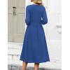 Zeagoo 3/4 Sleeve Women’s Dress Casual Flowy A-Line Midi Tshirt Dresses with Pockets Crewneck Vocation Boho Beach Sundress(Solid Blue)