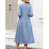 Zeagoo 3/4 Sleeve Women’s Dress Casual Flowy A-Line Midi Tshirt Dresses with Pockets Crewneck Vocation Boho Beach Sundress(Stripe Print)