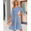 Zeagoo 3/4 Sleeve Women’s Dress Casual Flowy A-Line Midi Tshirt Dresses with Pockets Crewneck Vocation Boho Beach Sundress(Stripe Print)