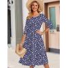 Zeagoo 3/4 Sleeve Women’s Dress Casual Flowy A-Line Midi Tshirt Dresses with Pockets Crewneck Vocation Boho Beach Sundress(Xh445)