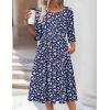 Zeagoo 3/4 Sleeve Women’s Dress Casual Flowy A-Line Midi Tshirt Dresses with Pockets Crewneck Vocation Boho Beach Sundress(Xh445)