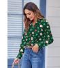 Zeagoo Button Down Shirts for Women Dressy Floral Printed Long Sleeve Blouse Business Casual Work Tops(Christmas Green)