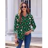Zeagoo Button Down Shirts for Women Dressy Floral Printed Long Sleeve Blouse Business Casual Work Tops(Christmas Green)