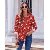 Zeagoo Button Down Shirts for Women Dressy Floral Printed Long Sleeve Blouse Business Casual Work Tops(Christmas Red)