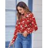 Zeagoo Button Down Shirts for Women Dressy Floral Printed Long Sleeve Blouse Business Casual Work Tops(Christmas Red)