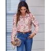 Zeagoo Button Down Shirts for Women Dressy Floral Printed Long Sleeve Blouse Business Casual Work Tops(Cx244)