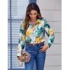 Zeagoo Button Down Shirts for Women Dressy Floral Printed Long Sleeve Blouse Business Casual Work Tops(Dh637)