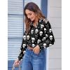 Zeagoo Button Down Shirts for Women Dressy Floral Printed Long Sleeve Blouse Business Casual Work Tops(Halloween Black)