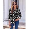 Zeagoo Button Down Shirts for Women Dressy Floral Printed Long Sleeve Blouse Business Casual Work Tops(Halloween Black)