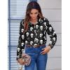 Zeagoo Button Down Shirts for Women Dressy Floral Printed Long Sleeve Blouse Business Casual Work Tops(Halloween Black)