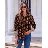 Zeagoo Button Down Shirts for Women Dressy Floral Printed Long Sleeve Blouse Business Casual Work Tops(Halloween Orange)