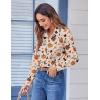 Zeagoo Button Down Shirts for Women Dressy Floral Printed Long Sleeve Blouse Business Casual Work Tops(Halloween Pumpkin)