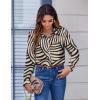 Zeagoo Button Down Shirts for Women Dressy Floral Printed Long Sleeve Blouse Business Casual Work Tops(Irregular Stripe)