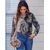 Zeagoo Button Down Shirts for Women Dressy Floral Printed Long Sleeve Blouse Business Casual Work Tops(Khaki Marble Print)