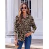 Zeagoo Button Down Shirts for Women Dressy Floral Printed Long Sleeve Blouse Business Casual Work Tops(Leopard)