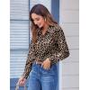 Zeagoo Button Down Shirts for Women Dressy Floral Printed Long Sleeve Blouse Business Casual Work Tops(Leopard)