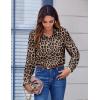 Zeagoo Button Down Shirts for Women Dressy Floral Printed Long Sleeve Blouse Business Casual Work Tops(Leopard)