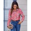 Zeagoo Button Down Shirts for Women Dressy Floral Printed Long Sleeve Blouse Business Casual Work Tops(Mz750)