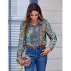 Zeagoo Button Down Shirts for Women Dressy Floral Printed Long Sleeve Blouse Business Casual Work Tops(Mz779)