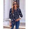 Zeagoo Button Down Shirts for Women Dressy Floral Printed Long Sleeve Blouse Business Casual Work Tops(Navy White Floral)