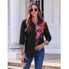 Zeagoo Button Down Shirts for Women Dressy Floral Printed Long Sleeve Blouse Business Casual Work Tops(Pattern Black)