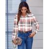 Zeagoo Button Down Shirts for Women Dressy Floral Printed Long Sleeve Blouse Business Casual Work Tops(Pink Plaid)