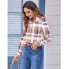 Zeagoo Button Down Shirts for Women Dressy Floral Printed Long Sleeve Blouse Business Casual Work Tops(Pink Plaid)
