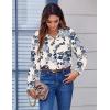 Zeagoo Button Down Shirts for Women Dressy Floral Printed Long Sleeve Blouse Business Casual Work Tops(Sf198)