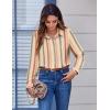 Zeagoo Button Down Shirts for Women Dressy Floral Printed Long Sleeve Blouse Business Casual Work Tops(Stripe Multicolor)