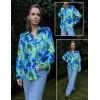 Zeagoo Button Down Shirts for Women Dressy Floral Printed Long Sleeve Blouse Business Casual Work Tops(Wf32)