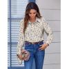 Zeagoo Button Down Shirts for Women Dressy Floral Printed Long Sleeve Blouse Business Casual Work Tops(Xh216)