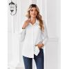 Zeagoo Button Down Shirts for Women Dressy Floral Printed Long Sleeve Blouse Business Casual Work Tops(Z White)