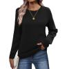 Zeagoo Fall Sweaters for Women 2026 Long Sleeve Crewneck Ribbed Knit Pullover Sweater Loose Fit Basic Jumper Tops(A Black)