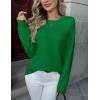 Zeagoo Fall Sweaters for Women 2026 Long Sleeve Crewneck Ribbed Knit Pullover Sweater Loose Fit Basic Jumper Tops(A Green)