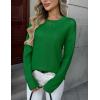 Zeagoo Fall Sweaters for Women 2026 Long Sleeve Crewneck Ribbed Knit Pullover Sweater Loose Fit Basic Jumper Tops(A Green)